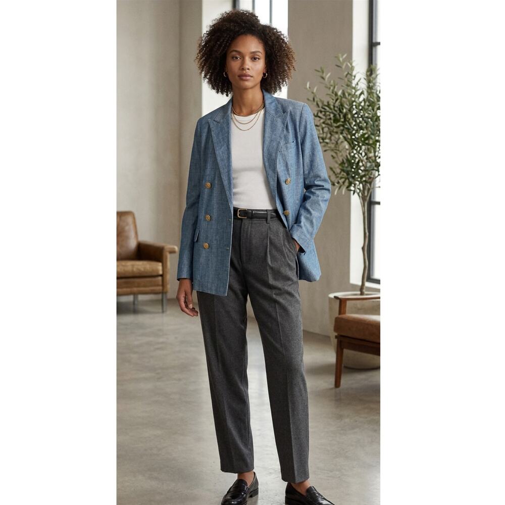 Ralph Lauren chambray cotton blue blazer size 16